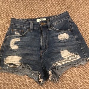 Just black denim JBD distressed shorts